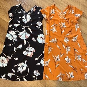 a new day Floral V-Neck Midi Dress - Black & Rust